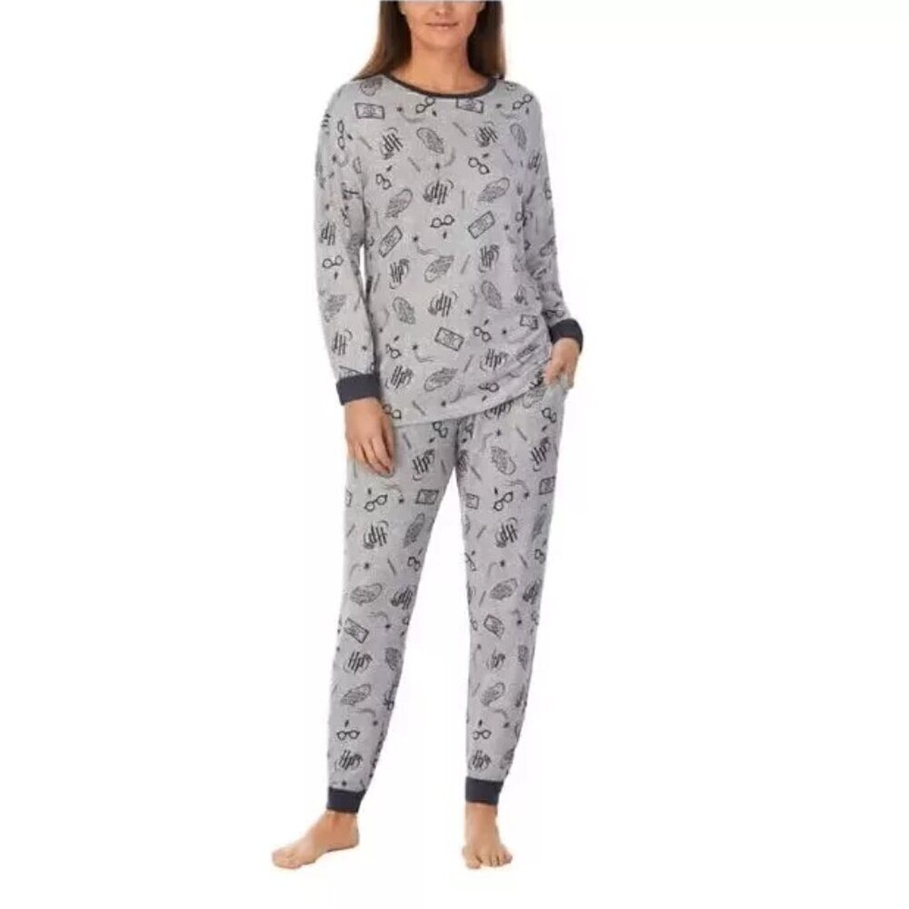 Harry Potter Womens Pajama Lounge Set Gray Cozy Sleepwear 2 Piece NWT Gift